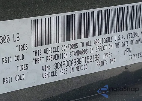 2016 Dodge Journey Se z USA, uszkodzony, nr VIN 3C4PDCAB3GT152193